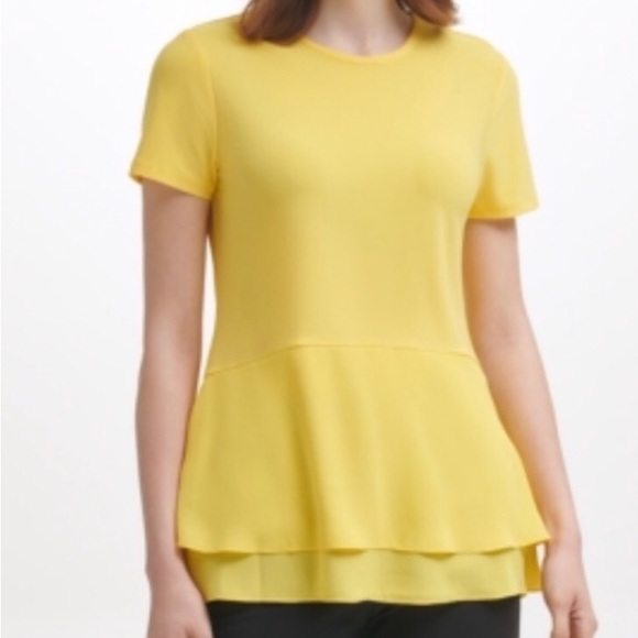 COS Tops - COS 4/$20 Yellow Scuba Peplum Top